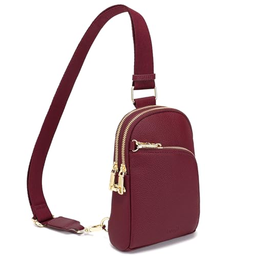 INICAT RFID Blocking Sling Bag, Anti Theft Crossbody Bag for Women Compact Travel Purses Leather - color: Red