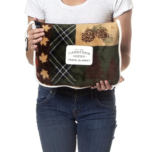 Carstens, Inc. Travel Blanket, Premium Compact 2-in-1 Airplane Blanket/Pillow, Tree Plaid Rustic - color: Tree Plaid Rustic