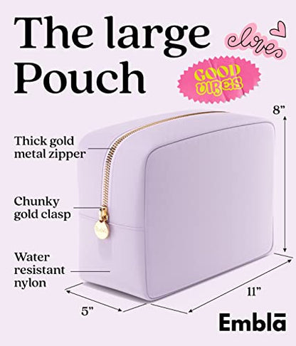 Embla Large Makeup Bag and Waterproof Nylon Travel Toiletry Bag, Large Capacity Cosmetic Zipper Pouch, Lavender - color: Lilac, size: Large