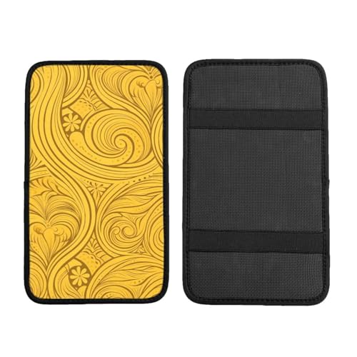 Yellow Line Pattern Car Handrail Box Cushion Interior Decor Armrest Cover Accessories 12.6 X 7.5 in - color: Yellow Line Pattern