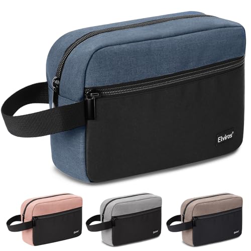 Elviros Travel Toiletry Bag for Men Hanging Toiletries Dopp Kit Small Bathroom Hygiene Tool and Medicine bag for Traveling Essential Shaving Pouch,Gifts for Men(Blue&Black) - color: Blue&Black, size: Small