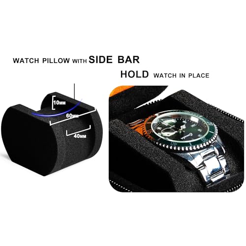 Single watch case for travel, hard Watch Organizer box for Men and Women with microfiber lining, fit large and small watches - size: 1 slot