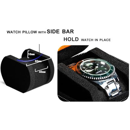 2 slots watch case for travel and storage, hard Watch Roll Organizer holder for Men and Women with microfiber lining - size: 2 slots