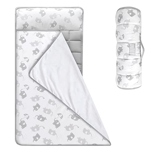 Moonsea Nap Mat for Toddlers Elephant with Pillow Blanket, Lightweight Perfect for Toddlers Preschool, Daycare, Travel Sleeping Bag Boys Girls, 21" x 50" Fit on a Standard Cot - color: elephant