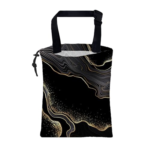 Car Garbage Bag Abstract Marble Golden Veins Drawstring Car Trash Bag Hanging for Back Seat with Adjustable Buckle Canvas Vehicle Trash Can Easy-to-Install - color: Abstract Marble Golden Veins
