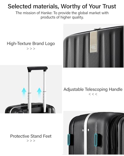 Hanke 26 Inch Large Checked Luggage PC Hard Shell Luggage Top Opening Travel Luggage Suitcases with Wheels for Woman Men.(Jet Black) - color: Black, size: 26 Inch