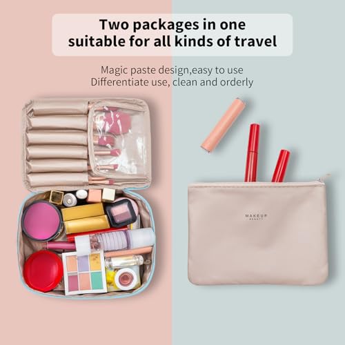 Queboom Travel Makeup Bag Cosmetic Bag Makeup Bag Toiletry bag for women and men (Blue) - color: Blue