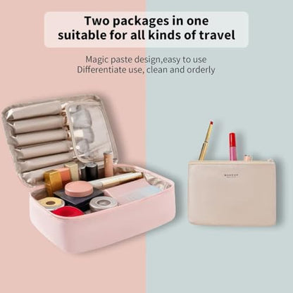 Queboom Travel Makeup Bag Cosmetic Bag Makeup Bag Toiletry bag for women and men(Pink) - color: Pink