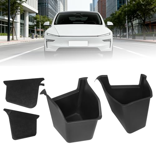 PENSUN 2PCS Rear Trunk Side Storage Box with Lids Fit for Tesla Model Y Juniper 2025 2026 AccessoriesTPE Waterproof Rear Trunk Storage with (Flocked Lid) - size: Flocked Lid
