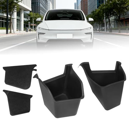 PENSUN 2PCS Rear Trunk Side Storage Box with Lids Fit for Tesla Model Y Juniper 2025 2026 AccessoriesTPE Waterproof Rear Trunk Storage with (Flocked Lid) - size: Flocked Lid