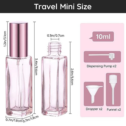 Segbeauty 10ML Refillable Perfume Bottle, 10 Packs Fine Mist Atomizer Sprayer, Empty Glass Spray Bottle Mini Portable Travel Atomizer for Toiletries, Fragrance Scent Pump Dispenser - color: Pink, style: Mini Bottle Set