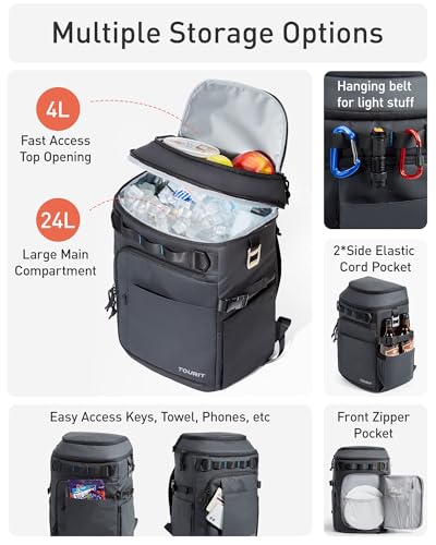 TOURIT Cooler Backpack 32 Cans Large Capacity Insulated Backpack Cooler Bag for Men Women to Picnic, Hiking - color: Navy Blue