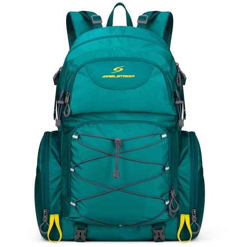 Maelstrom Hiking Backpack, 40L Waterproof Camping Daypack for Men and Women, Lightweight Travel Pack with Rain Cover (Green) - color: Green