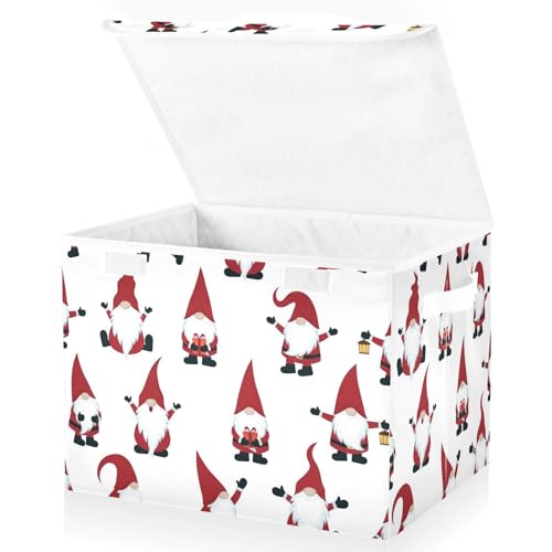 senya Christmas Baskets Collapsible Storage Bins with Lids, Christmas Gnomes Storage Boxes Clothes Baskets for Organizing - color: Pattern 4