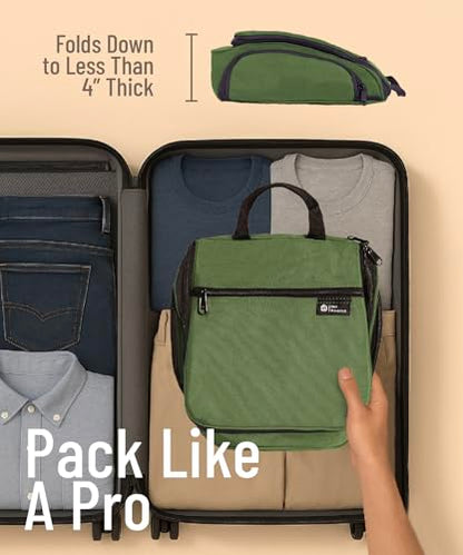 D&D Wanderlust D&D Hanging Travel Toiletry Bag for Men and Women – Cosmetics, Makeup and Toiletries Organizer Kit with 10 Compartments - color: Green Large