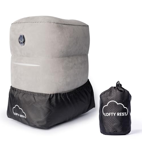 LoftyRest Inflatable Foot Rest Pillow for Travel- Kid-Friendly Bed Design for Airplane Travel - 3 Adjustable Heights - 3 Pockets - Airplane, Car, Train, & Home - Ensures Restful Flight for Kids/Adults