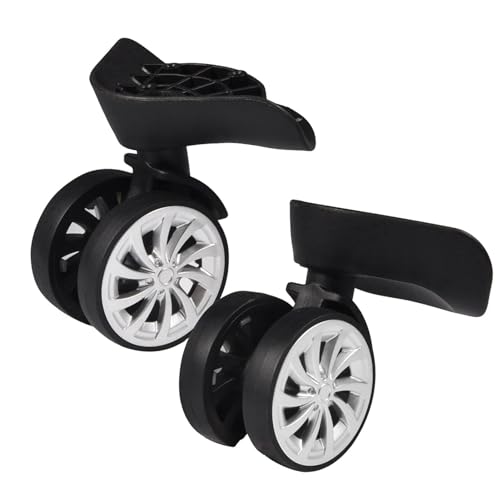 Yosoo Health Gear Luggage Suitcase Wheel Replacement, 1 Pair Spare Suitcase Wheels Dual Roller Swivel Wheel, Mute Double Row Suitcase Wheels Black Suitcase Wheels Repair Kit