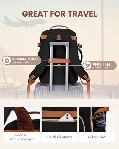 LOVEVOOK 40L Travel Backpack Flight Approved Carry on Backpack,3 Packing Cubes,Waterproof Personal Item Travel Bag,TSA Carry on Luggage Suitcase Travel Essentials,Gifts for Women & Men,fits 17" Laptop - color: Black-leopard Print, size: Large-40L-4Pcs
