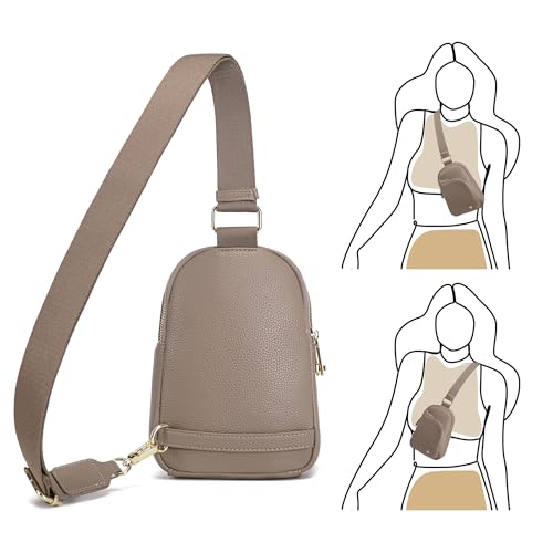 INICAT RFID Blocking Sling Bag, Anti Theft Crossbody Bag for Women Compact Travel Purses Leather - color: Gray