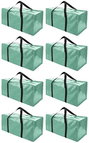 PANDA JOYS 8 Pack Extra Large Moving Bags with Zippers & Carrying Handles, Heavy-Duty Storage Tote for Space Saving Moving Storage, Fold Flat, Alternative to Box and Bin,Teal - color: Teal, size: 8 Pack-24 Gal