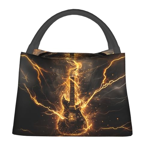 Lunch Bag for Women, Guitar Lightning Insulated Lunch Box for Kids Girls, Reusable Lunch Bag for Office, Work, Picnic, Travel, School - color: Guitar Lightning