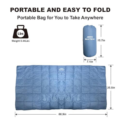 Ultralight Multi-functional Down Blanket, Wearable Shawl, U-Shaped Neck Pillow, Portable Bag for Camping & Office & Travelling (Blue) - color: Blue