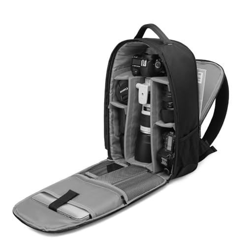Waterproof SLR/DSLR Camera Backpack Shoulder Bag Travel Case For Canon Nikon Sony Digital Lens (Large, Grey) - color: Grey, size: Large
