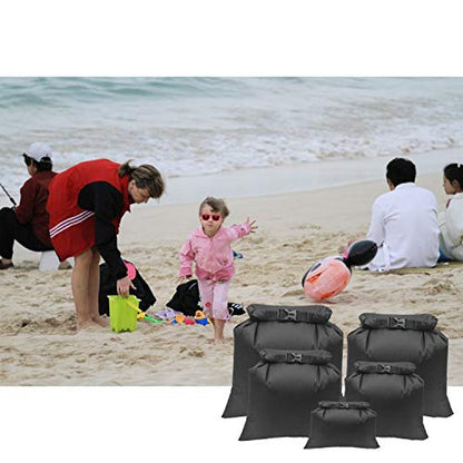 TRENDBOX Roll Top Waterproof Dry bag Kit Storage Compression Bag Sack Poch Packing Organizers Water Resistant Camping Travel - color: Set of 5 - Black
