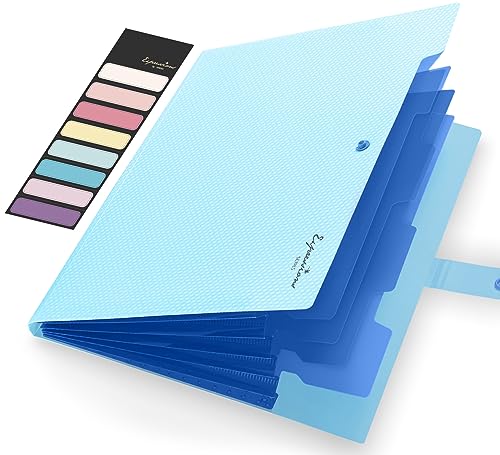 Sooez Accordion File Organizer, Letter Size Expanding File Folder with Labels, 5 Pocket Folders for Document, Portable Paper Bill Receipt Organizer for Home School Office Supplies, A4 Size, Sky Blue - color: Sky Blue