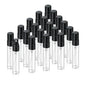 20Pcs 5ml Empty Clear Glass Mist Spray Bottle Refillable Mini Perfume Atomizer Travel Sample Bottle with Black Aluminized Nozzle Makeup Container for Perfume (5ml Black Caps) - color: 5ml Black Caps