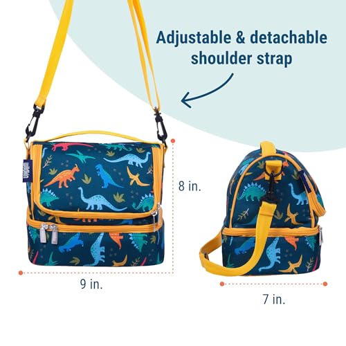 Wildkin Kids Two Compartment Insulated Lunch Bag – Keeps Food Hot or Cold, Easy-Clean Lining, Leak-Resistant & BPA-Free – Boys & Girls, Ideal for School, Travel & Daycare – Jurassic Dinosaurs - color: Jurassic Dinosaurs