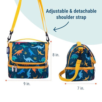 Wildkin Kids Two Compartment Insulated Lunch Bag – Keeps Food Hot or Cold, Easy-Clean Lining, Leak-Resistant & BPA-Free – Boys & Girls, Ideal for School, Travel & Daycare – Jurassic Dinosaurs - color: Jurassic Dinosaurs