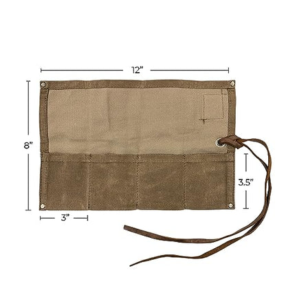 Hide & Drink, Waterproof Waxed Canvas Travel Watch Roll Organizer with 4 Slots, Easy Carry On Watchlover Storage, Handmade Travel Case, Fatigue - color: Fatigue