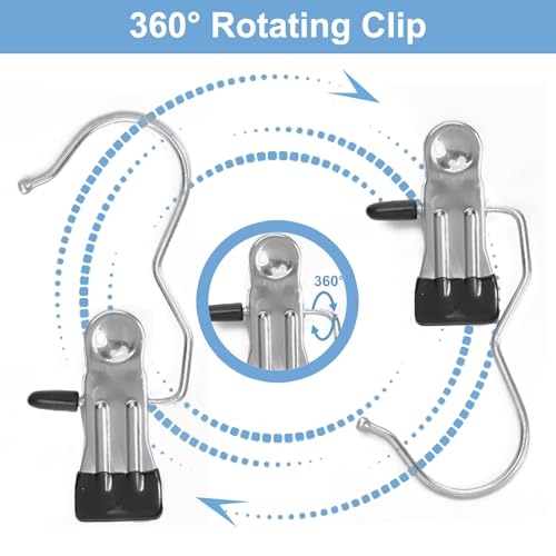 Boot Hanger Clips, 12-Pack Laundry Hanging Hooks Clothes Pins for Closet Organizer, Heavy Duty Hanger Clips for Pants, Socks, Towels, Hats, Boots, and Travel, Space-Saving Clothes Clips for Home Use
