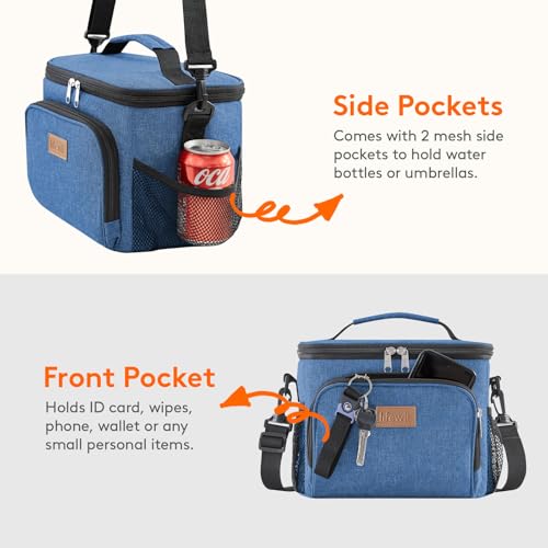 Lifewit Reusable Insulated Lunch Bag, Portable Cooler Freezable Soft Lunchbox Leakproof with Adjustable Shoulder Strap for Men Women Adult for Work Picnic or Travel, 15L 24 Can, Blue - color: Dark Blue, size: Large(15L)