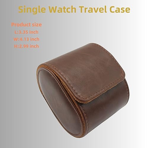 Watch Travel Case Portable Organizer - Luxury Watch Roll Travel Box Recycled Leather Watch Storage and Display for Men and Women (WCASE-1-VintageBROWN) - color: VintageBROWN, size: Single slot