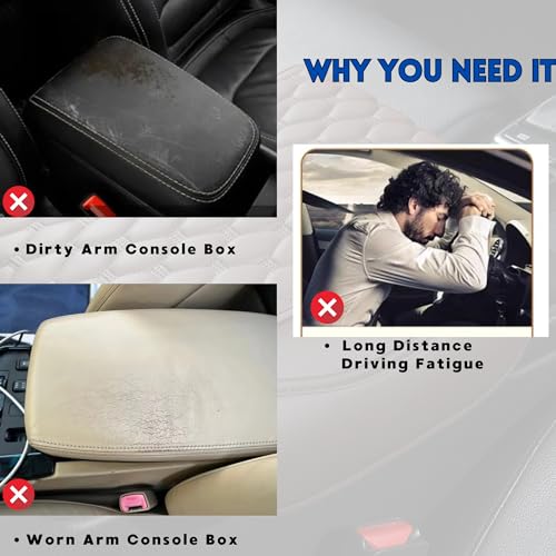 Car Armrest Cushion Pad Auto Center Console Cover with Storage Bag Memory Foam Arm Rest Console Pad Leather Universal Fit for Most Vehicles (Thick Pad, Brown) - color: Brown
