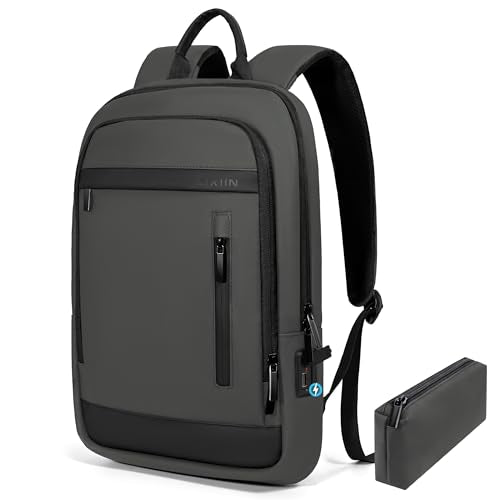 Business Backpack for Men Lightweight Commute Laptop Backpack Anti-Theft Water Resistant Backpack for 15.6 Inch Computer for Daily Office Work with Small Bag (Grey, 15.6") - color: Grey, size: 15.6", style: Classic