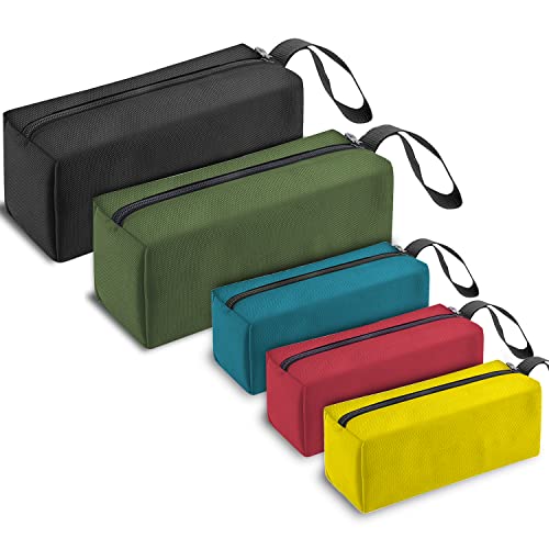 5 Pack Canvas Tool Pouch of Two Sizes, Tool Pouches with Zipper, Multipurpose Zipper Bags Tools is Suitable for Storing Scattered Tools, Cosmetics, and Various Items (5 Colors)