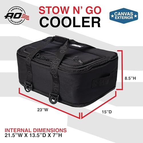 AO Coolers Stow-N-Go Canvas Soft-Sided Cooler, Low Profile and Leak Proof, Insulated for 24-Hour Cold - color: Black