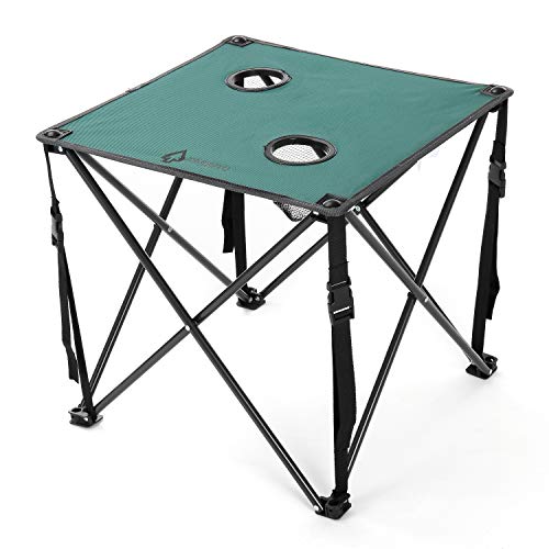 ARROWHEAD OUTDOOR 26” (66cm) Portable Camping Folding Table, 2 Cup Holders, Square, Carrying Case, Steel Frame, High-Grade 600D Canvas - color: Green