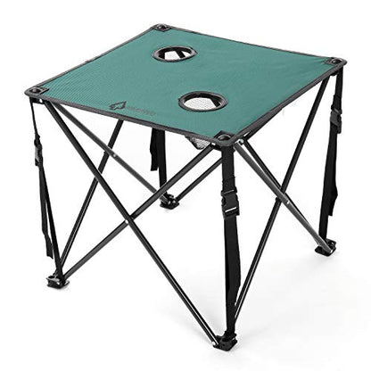 ARROWHEAD OUTDOOR 26” (66cm) Portable Camping Folding Table, 2 Cup Holders, Square, Carrying Case, Steel Frame, High-Grade 600D Canvas - color: Green