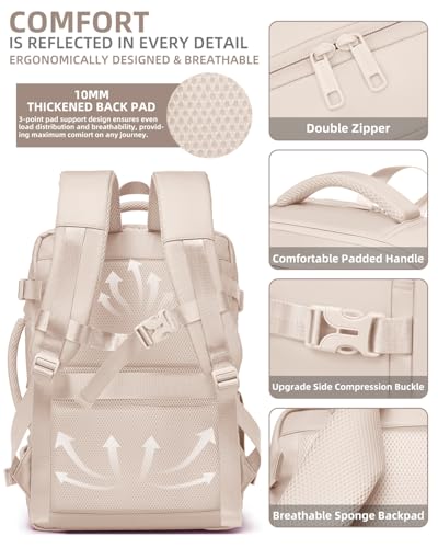 LARVENDER Carry on Luggage 22x14x9 Airline Approved Hardshell Suitcase with Wheels TSA Lock, PC+ABS Lightweight Suitcase Set for Women with Travel Backpack, Glossy Champagne - color: Glossy Champagne (XL-BP), size: 3 Piece Set (Backpack/TB/20)
