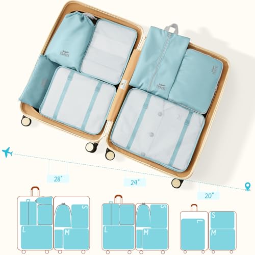 8 Set Packing Cubes for Travel Suitcase Organizer Bags Luggage Packing Cubes Set Travel Essentials Accessories Gifts for Women Blue - color: Upgrade-Blue
