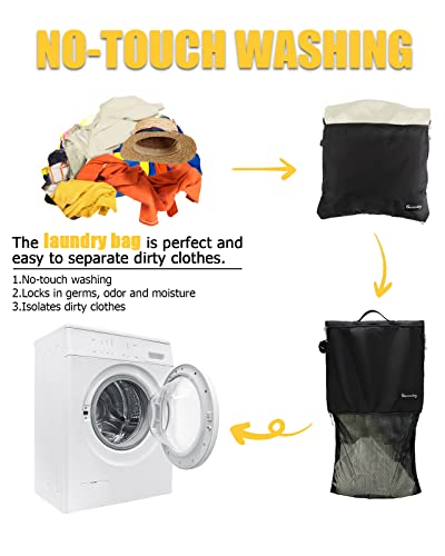 Mesh Laundry Bag Travel Bags-Small Hanging Wash Delicates Reusable Dirty Bag, Travel, Gym, Healthcare Workers, Laundry, Sports, Fitness, Swimwear, Camping, Wet Clothes. L (Black) - size: Large