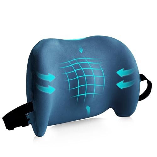 Lumbar Support Pillow for Office Chair, Car Lumbar Pillow Lower Back Pain Relief, Memory Foam Back Cushion with Adjustable Straps, Ergonomic Chair Back Pillow for Gaming Chair, Car, Bed (BLUE) - color: Blue