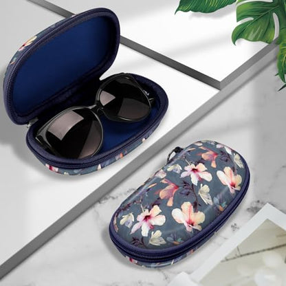 Fintie Sunglasses Case with Carabiner, Hard Shell Shockproof Sport Glasses Cases Travel Zipper Eyeglasses Holder, Blooming Hibiscus - color: Blooming Hibiscus