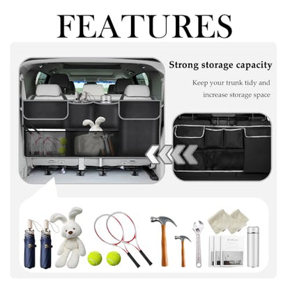 IHOTDER Large Capacity Car Trunk Organizer,Six Pockets Trunk Storage Organizer with Adjustable Straps,Wear-Resistant Oxford Fabric Hanging Trunk Organizer for Car Truck SUV
