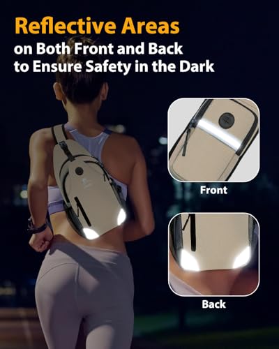 Sling Backpack for Women & Men, Crossbody Travel Bag with Water Bottle Holders, 17 Pockets, Quick-Access Phone Pocket, Hidden Security Pocket, Fits 11" Tablet, for Daily Carry, Travel, Theme Parks - color: K-desert