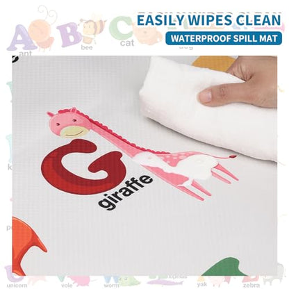 High Chair Splash pad, 51" 51 Non-Slip Waterproof Multi-Purpose Splash pad, Washable Splash pad for high Chair Floor Protection Table Cloth Portable Early Education Picnic Play mat (Alphabet) - color: English Alphabet